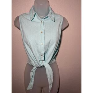 Marsh Landing Seersucker Gingham Tie-Front Top - Size M